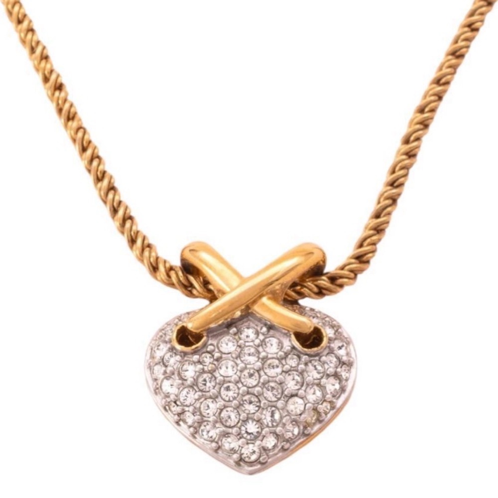 Authentic Swarovski crystal cluster rope necklace heart